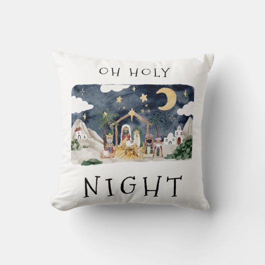 オーホーリーナイトアフリカンアメリカ出生クリスマス クッション (正面)