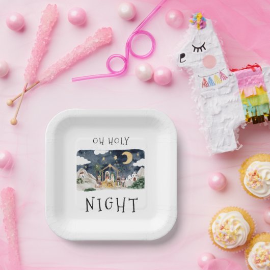 オーホーリーナイトアフリカンアメリカ出生クリスマス ペーパープレート (パーティー)