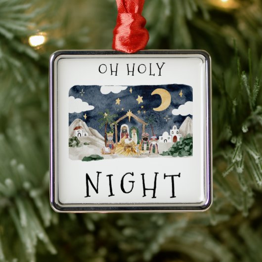 オーホーリーナイトアフリカンアメリカ出生クリスマス メタルオーナメント (ツリー)
