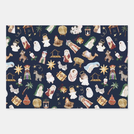 オーホーリーナイトアフリカンアメリカ出生クリスマス ラッピングペーパーシート (正面2)