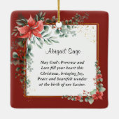 オーホーリーナイトクリスマスカロルレッドグリーンフローラ セラミックオーナメント (裏面)