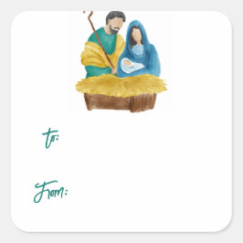 オーホーリーナイトクリスマスギフトラベルステッカー スクエアシール