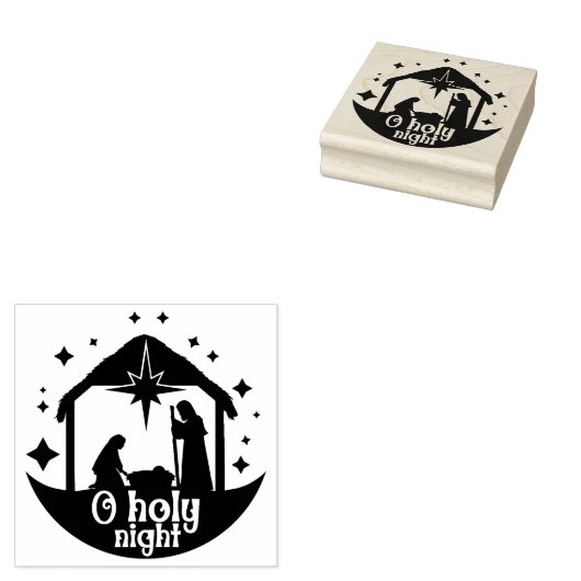 オーホーリーナイトクリスマスススススクエアウッド ラバースタンプ (押印)