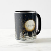 オーホーリーナイトクリスマスブラック金ゴールド松の木 マグカップ (正面右)