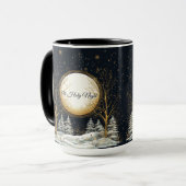 オーホーリーナイトクリスマスブラック金ゴールド松の木 マグカップ (正面左)