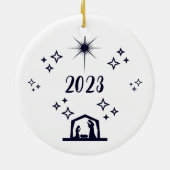 オーホーリーナイトクリスマスミニマルタイポグラフィ セラミックオーナメント (裏面)