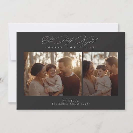 オーホーリーナイトクリスマス宗教的2写真深い シーズンカード (正面)