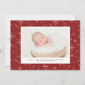 オーホーリーナイトスクリプトレッドベビー写真クリスマス シーズンカード (裏面)