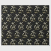 オーホーリーナイトホワイトグリッタータイポグラフィパターン ラッピングペーパー (フラット)