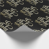 オーホーリーナイトホワイトグリッタータイポグラフィパターン ラッピングペーパー (角)