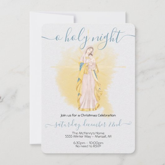 オーホーリーナイトマドンナとベビーイエズクリスマス 招待状 (正面)