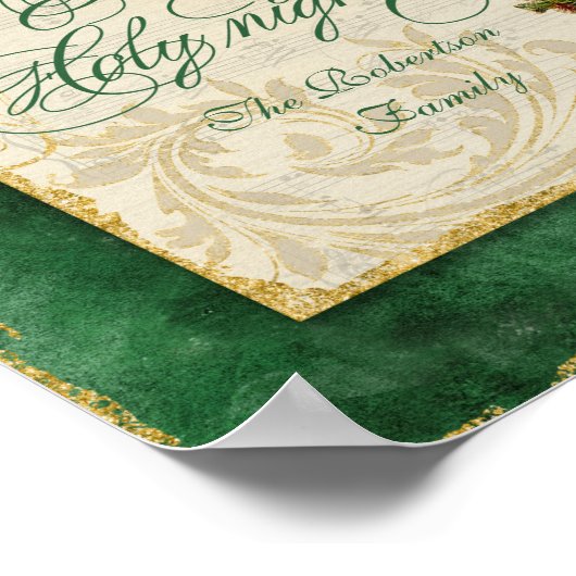 オーホーリーナイトヴィンテージクリスマスカロルシート音楽 ポスター (角)