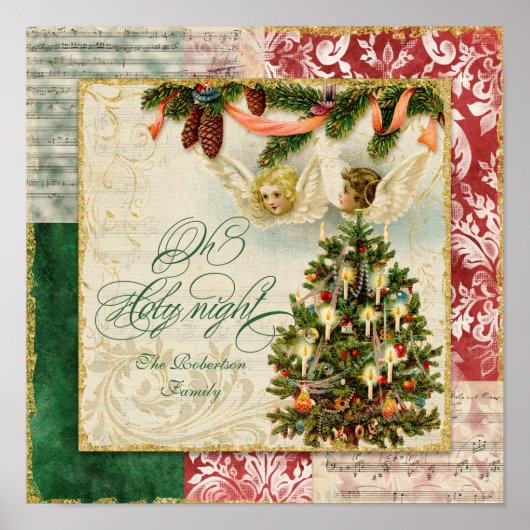 オーホーリーナイトヴィンテージクリスマスカロルシート音楽 ポスター (正面)