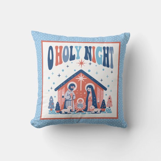 オーホーリーナイト宗教的なクリスマス出生シーン クッション (正面)