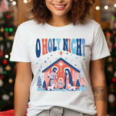オーホーリーナイト宗教的なクリスマス出生シーン トライブレンドＴシャツ