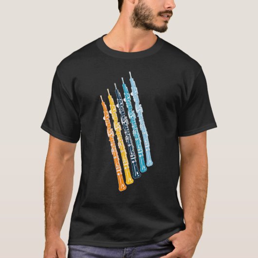 オーボおもしろいーレトロレインボー – Oboe Reed Player Orches Tシャツ (正面)