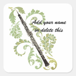 オーボエと葉 スクエアシール