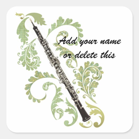 オーボエと葉 スクエアシール (正面)