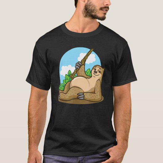 オーボエを演奏するナマケモノ 楽器 Tシャツ (正面)