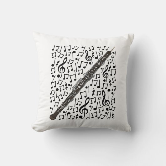 オーボエミュージカルノートOboistウッドウィンドミュージック先生 クッション (正面)