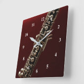 オーボエミュージカル楽器 スクエア壁時計 (傾斜)