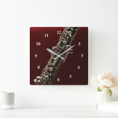 オーボエミュージカル楽器 スクエア壁時計 (ホーム)