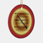 オーボエ～楽譜～赤/緑/金ゴールド～クリスマス～ セラミックオーナメント (右)