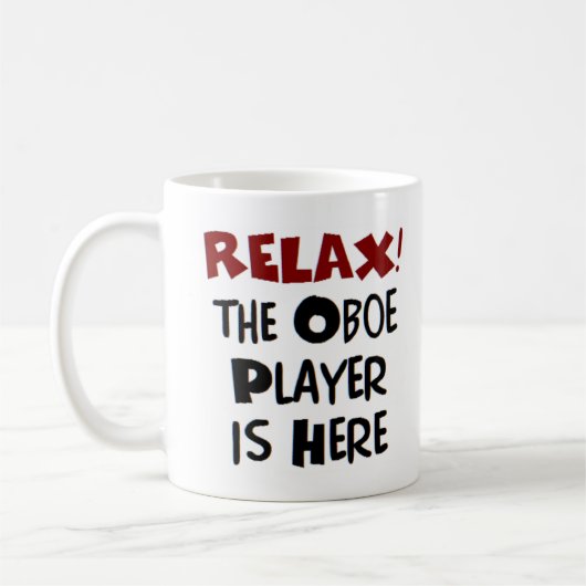 オーボーの演奏者がここにいる コーヒーマグ コーヒーマグカップ (左)