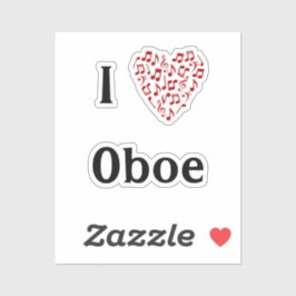 オーボーの赤いハート ミュージックノート ビニール シール