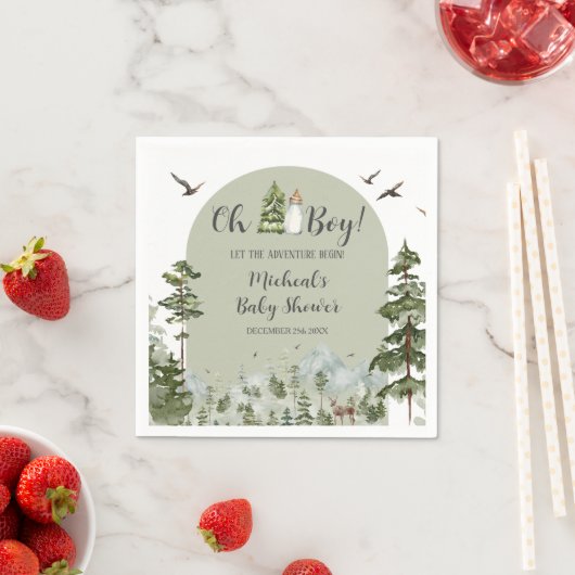 オーボーイアドベンチャーパインフォレストベビーシャワー紙 スタンダードカクテルナプキン (インサイチュ)