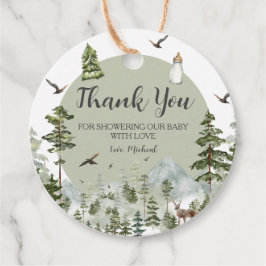 オーボーイアドベンチャーパインフォレストベビーシャワー フェイバータグ