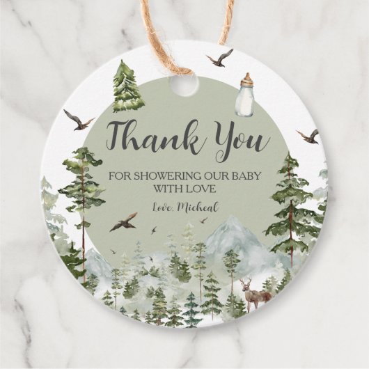 オーボーイアドベンチャーパインフォレストベビーシャワー フェイバータグ (正面)