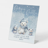 オーボーイウィンウィンウィンターウッドランドベビーシャワーオムツラッフル 台座サイン (正面)