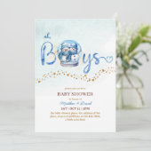 オーボーイウィンターテーマツインベビーシャワー 招待状 (スタンド正面)