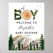 オーボーイウォーターカラーウッドランドディアーウェルカム ポスター (正面)