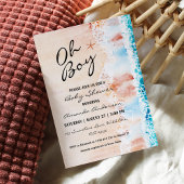 オーボーイウォーター色ビーチベビーシャワー 招待状