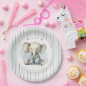 オーボーイエレファントブルーアーチベイビーシャワー ペーパープレート (パーティー)