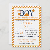 オーボーイオレンジとブルーベビーシャワー招待状 招待状 (正面)