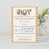 オーボーイオレンジとブルーベビーシャワー招待状 招待状 (スタンド正面)