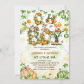 オーボーイカボチャ&ウッドランド動物秋ベビーシャワー 招待状 (正面)