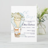 オーボーイキツネホットエアバルーンベビーシャワー招待状 招待状 (スタンド正面)