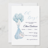 オーボーイキュートベアーバルーンベビーシャワー招待状 招待状 (正面)