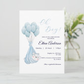 オーボーイキュートベアーバルーンベビーシャワー招待状 招待状 (スタンド正面)