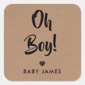 オーボーイギフトラベル、ベビーシャワーギフトラベル、クラフト スクエアシール (正面)