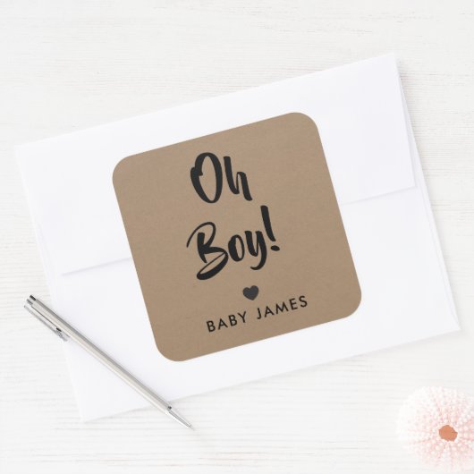 オーボーイギフトラベル、ベビーシャワーギフトラベル、クラフト スクエアシール (封筒)