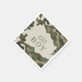 オーボーイグリーン迷彩柄ベビーシャワー スタンダードカクテルナプキン (角)