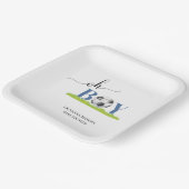 オーボーイサッカーボーイベビーシャワー招待状 ペーパープレート (傾斜あり)