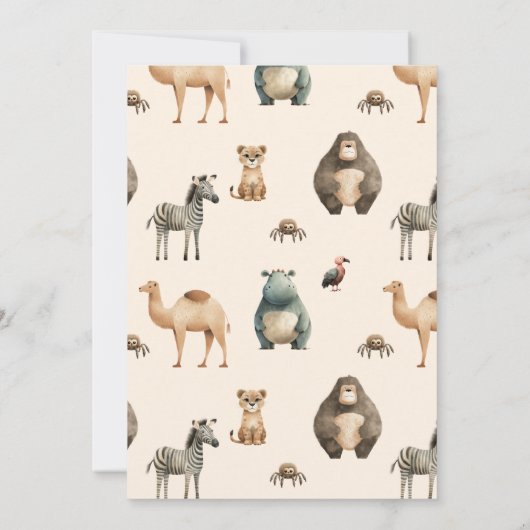 オーボーイサファリアニマルズベビーシャワー招待状 招待状 (裏面)