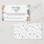 オーボーイサファリ動物ベビーシャワーおむつラッフル エンクロージャーカード (正面/裏面)