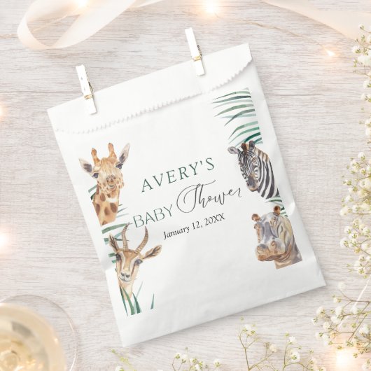 オーボーイサファリ動物ベビーシャワーのお気に入りバッグ フェイバーバッグ (クリップ留めされた状態)